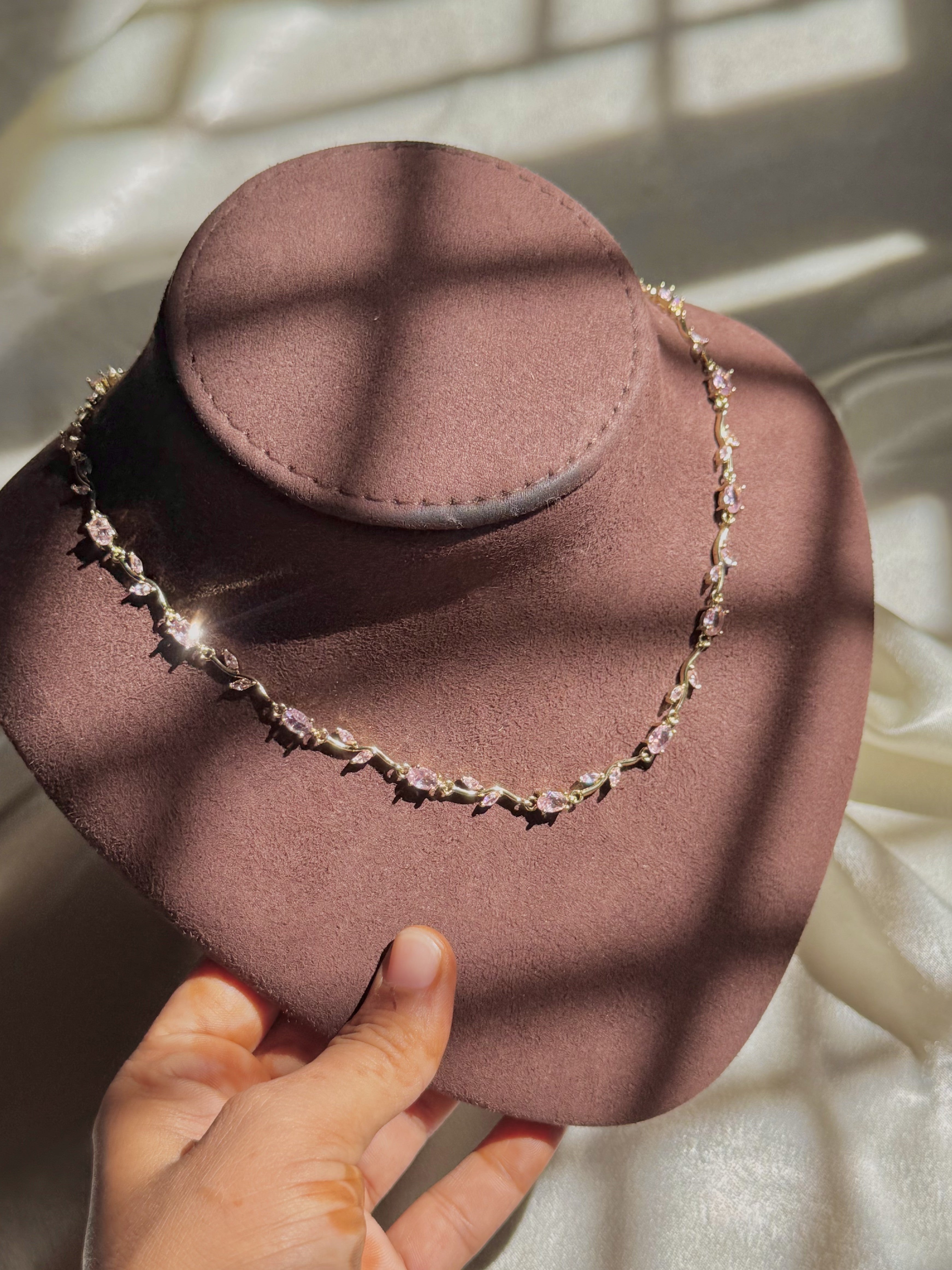 Pink Tulip Stone Necklace