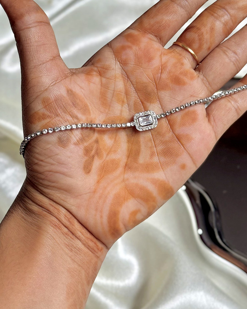 Square Silver Stone Bracelet