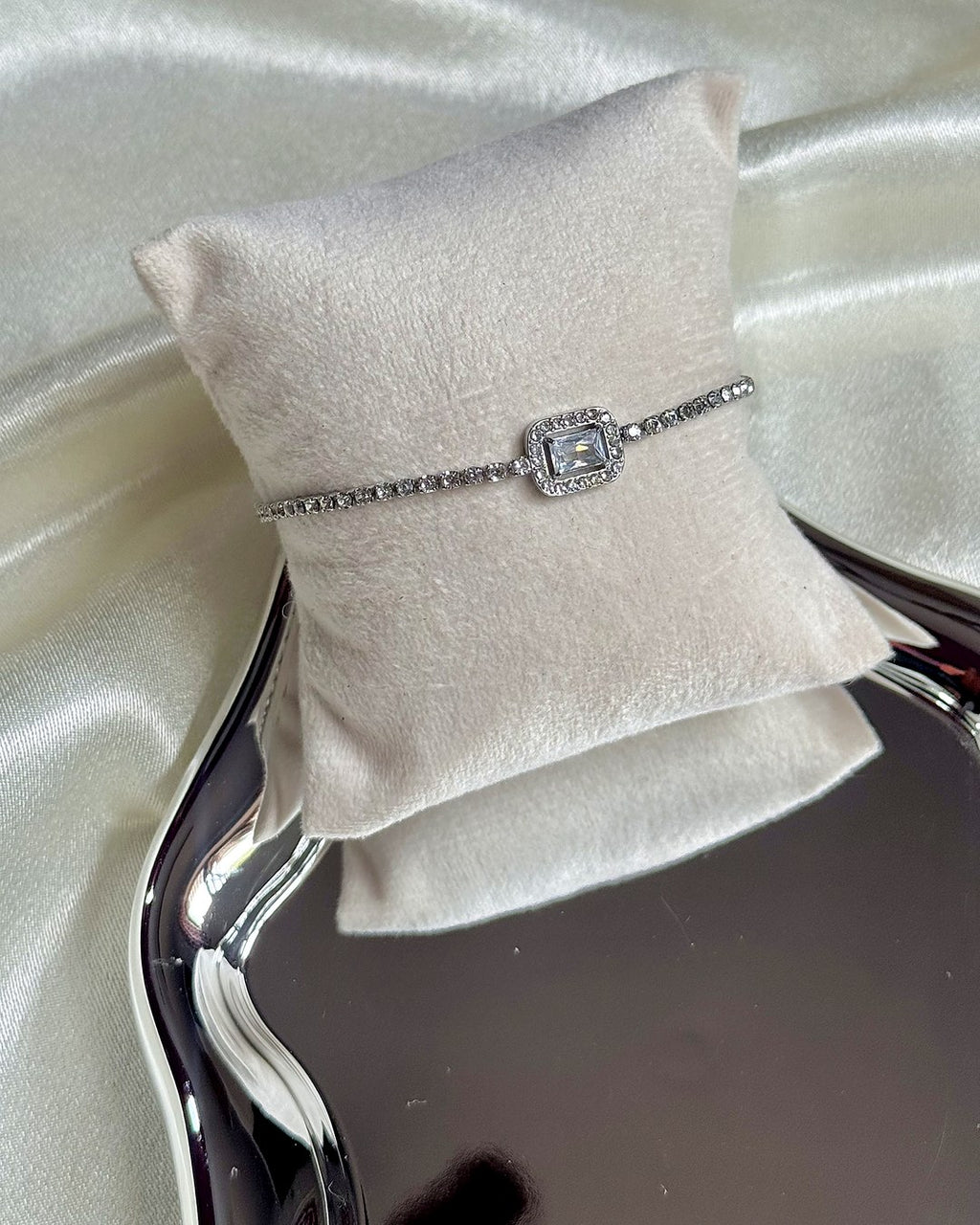 Square Silver Stone Bracelet