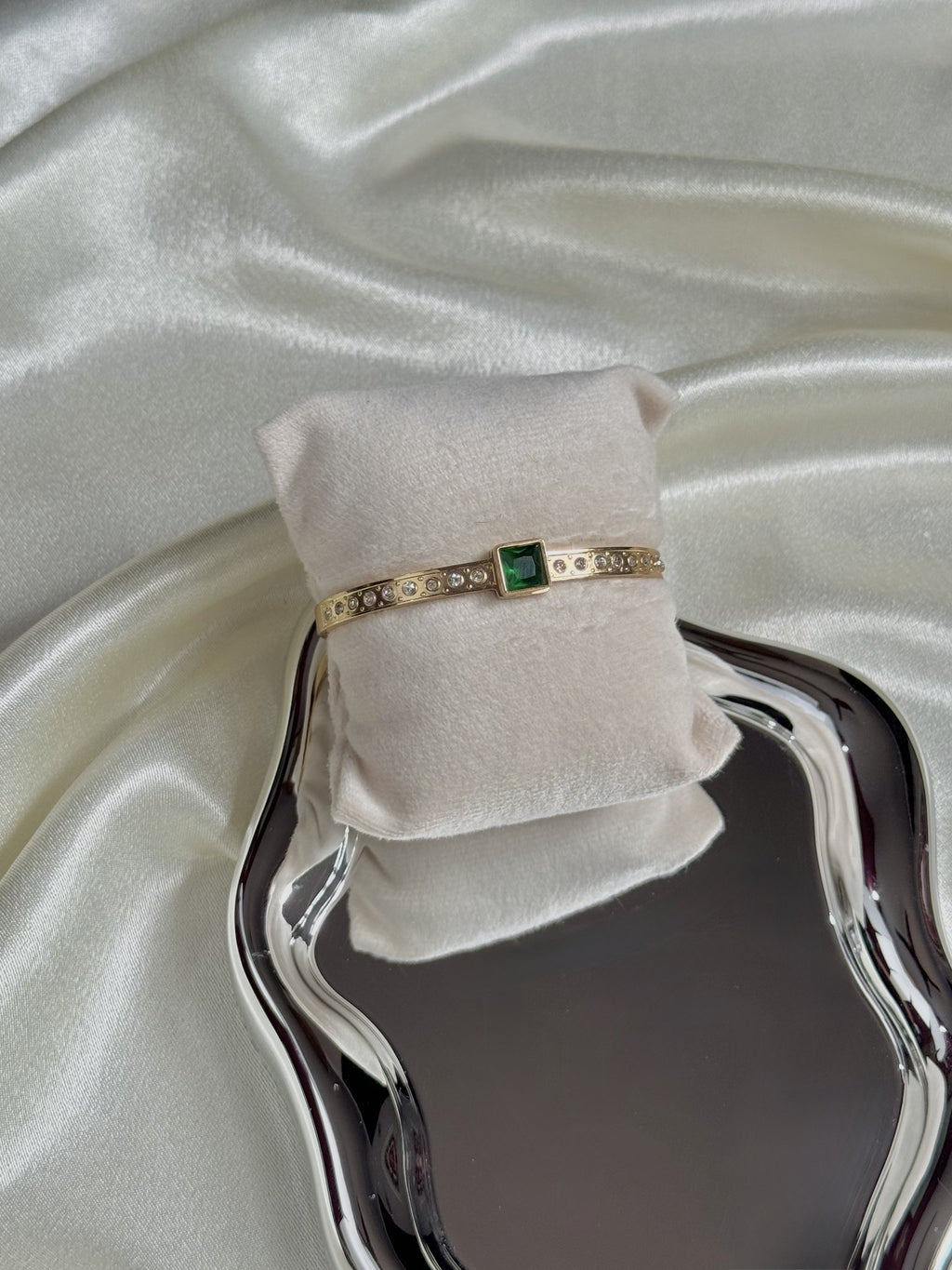 Green Stone Locking Bangle