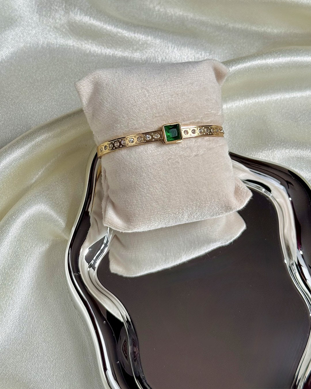 Green Stone Locking Bangle