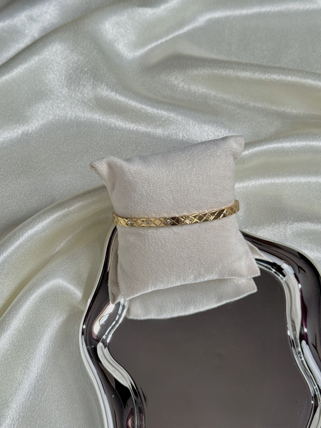 Mini White Stone Locking Bangle