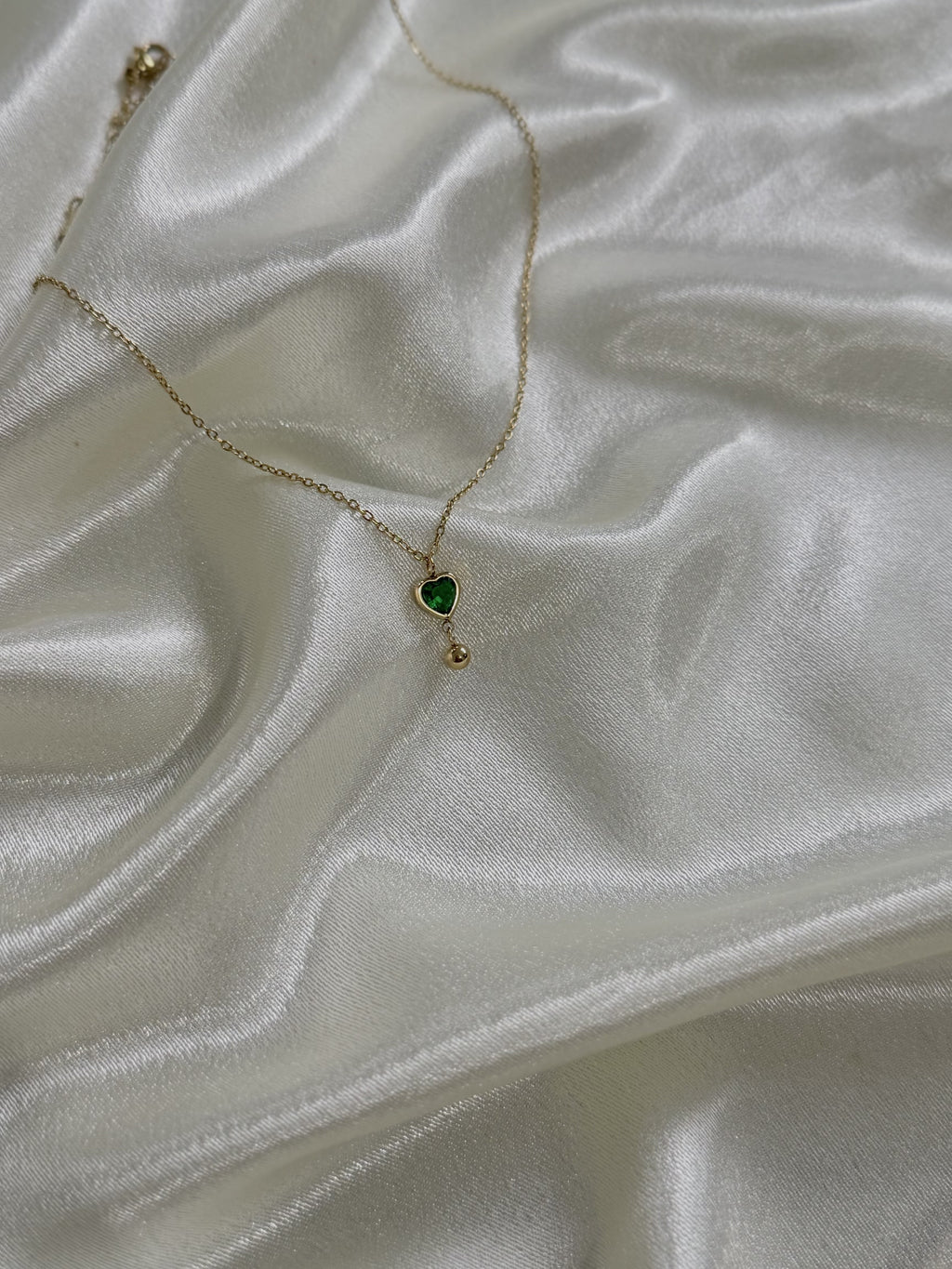 Emerald Heart Drop Necklace