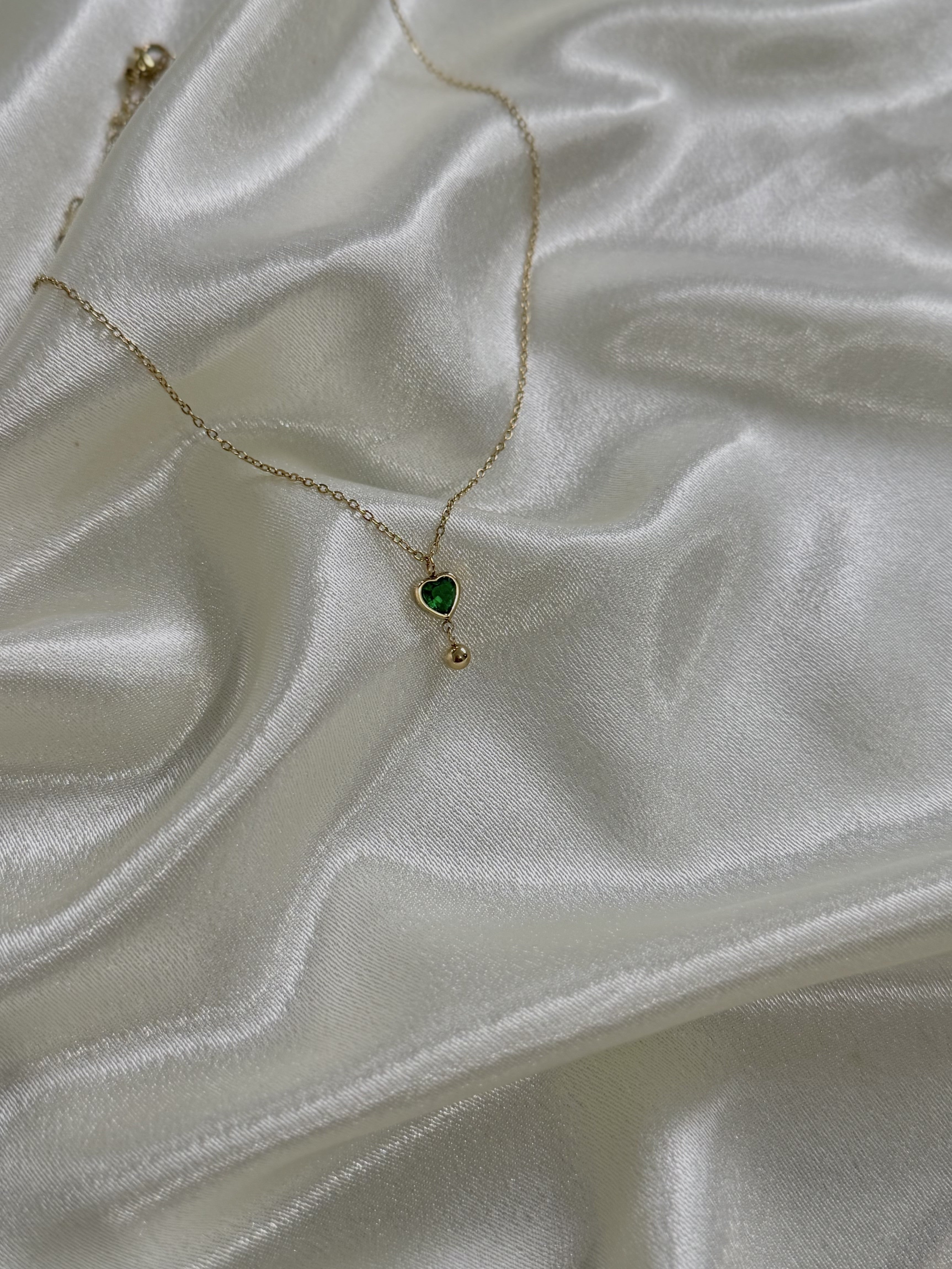 Emerald Heart Drop Necklace