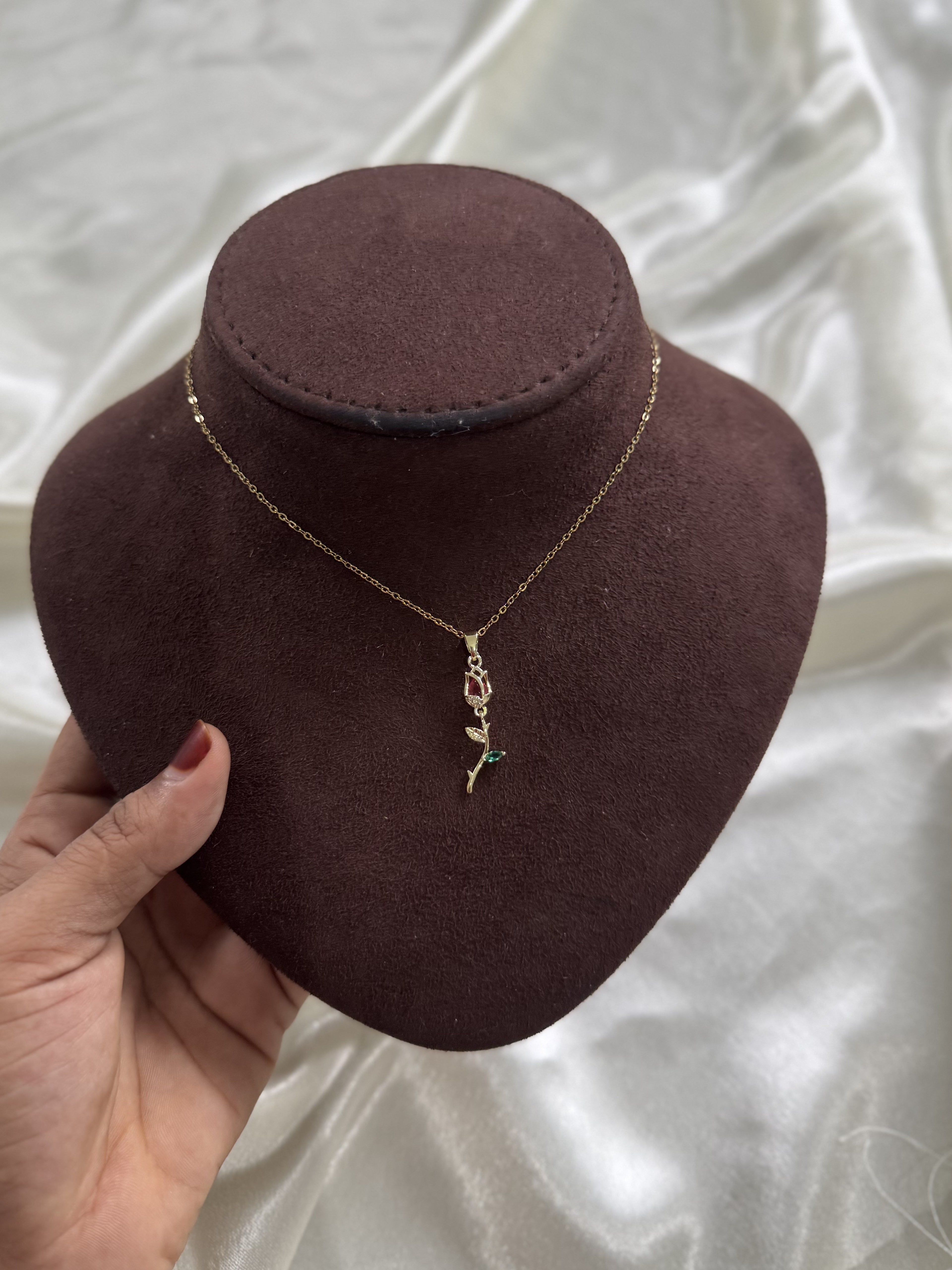Rose of Grace Necklace (Ruby Red)