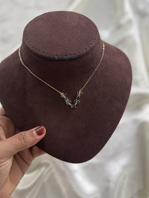 Crystal Laurel Necklace (Smokey Violet)