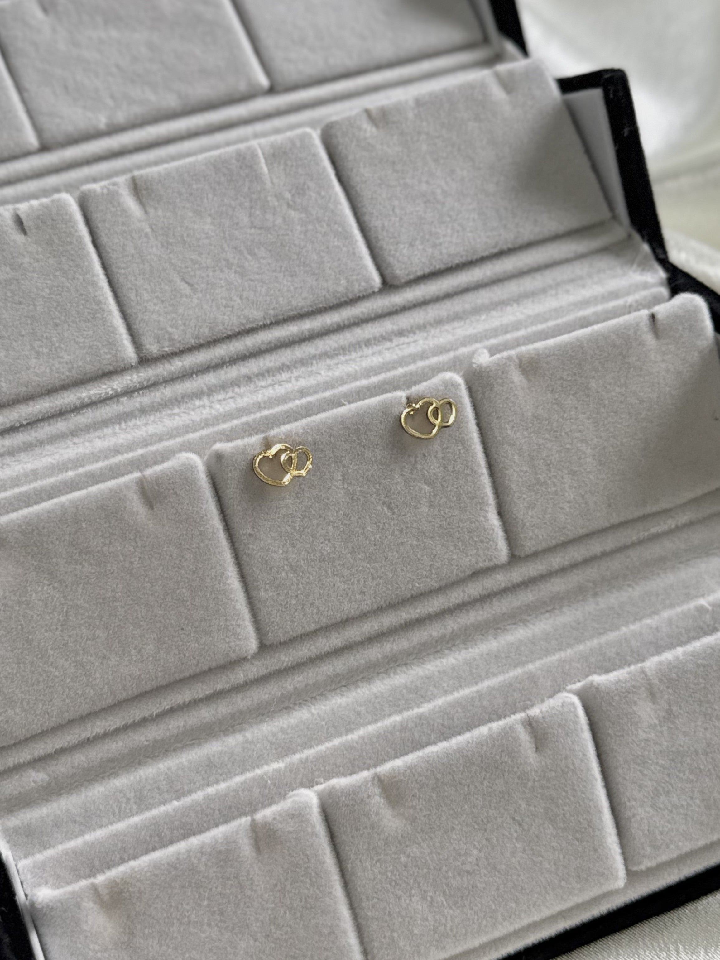 Dual Heart Stud Earrings
