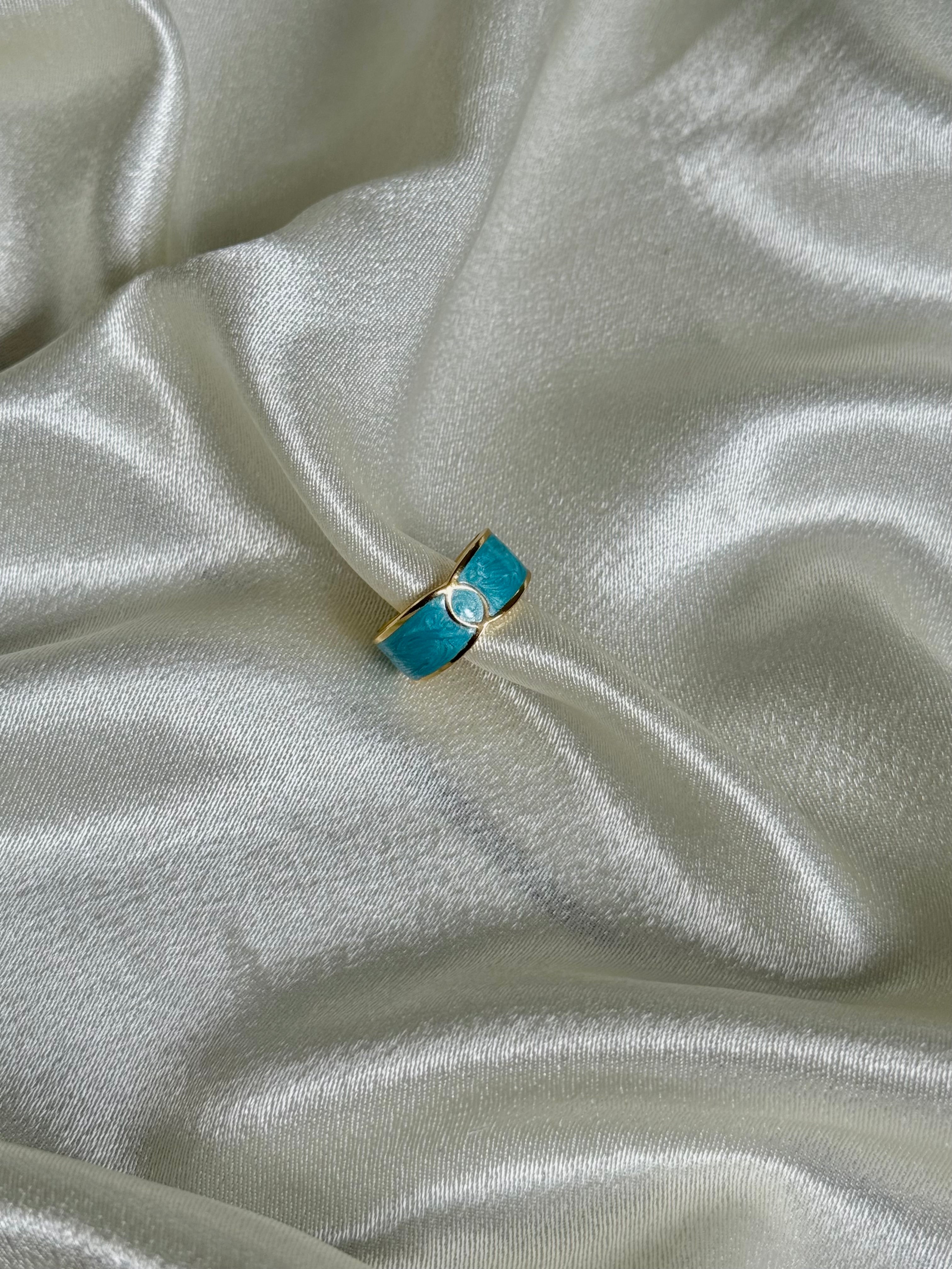 Aqua Enamel Ring