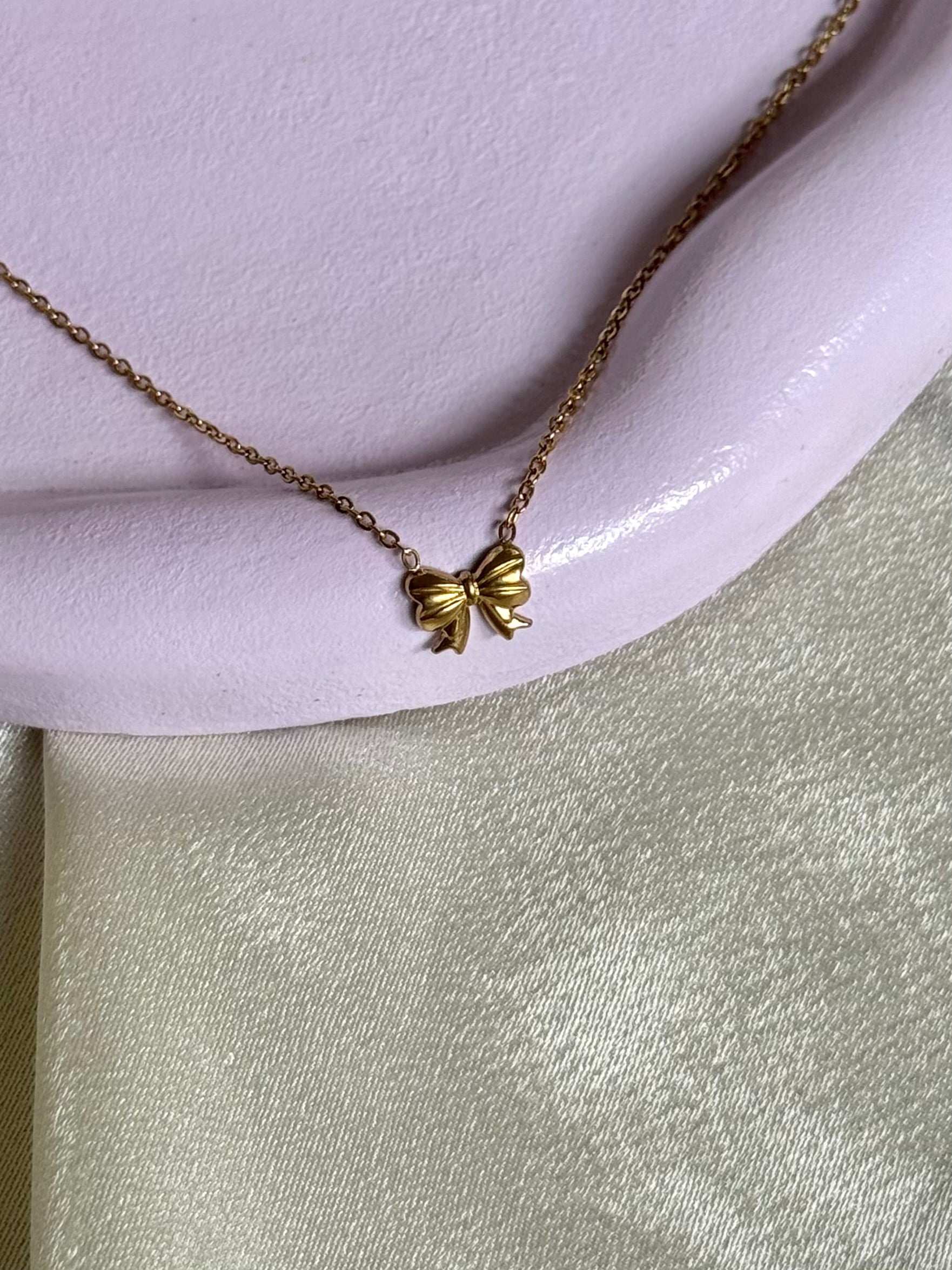 Satin bow necklace