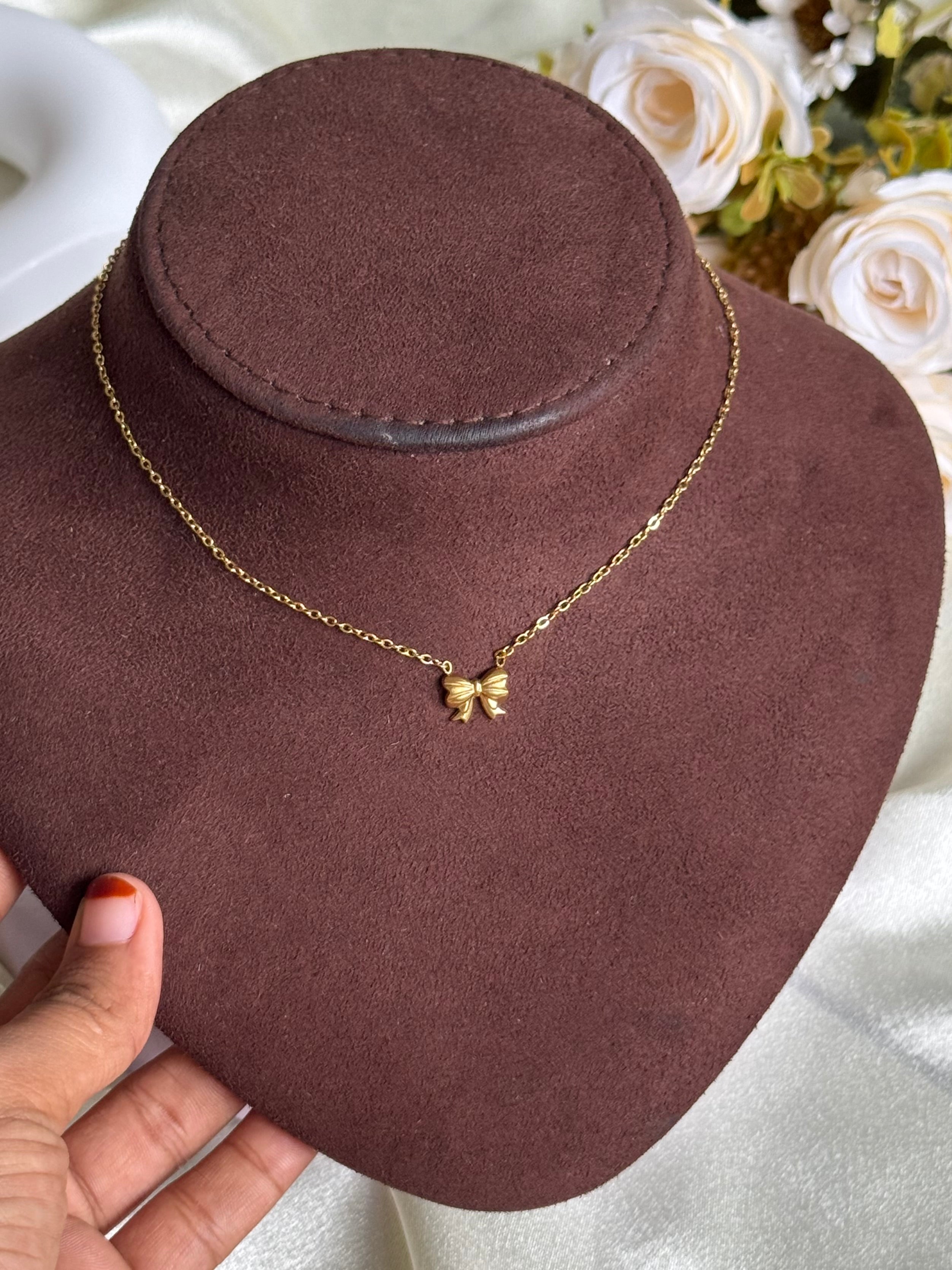 Satin bow necklace